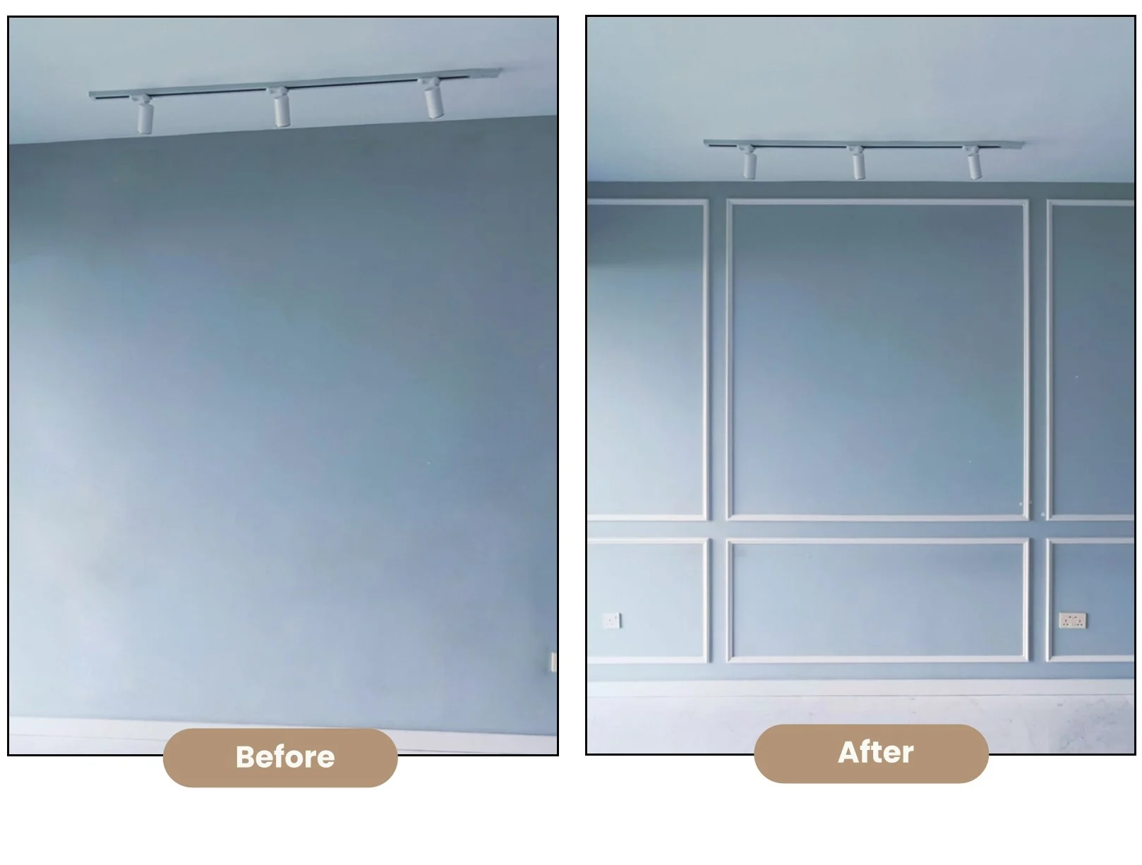 Wainscoating Makeover with Blue Paint